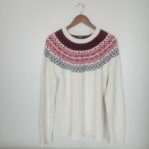 Chaps Cotton Blend Fair Isle Sweater‎ Xl  Nordic Holiday Cottage Cozy  Christmas